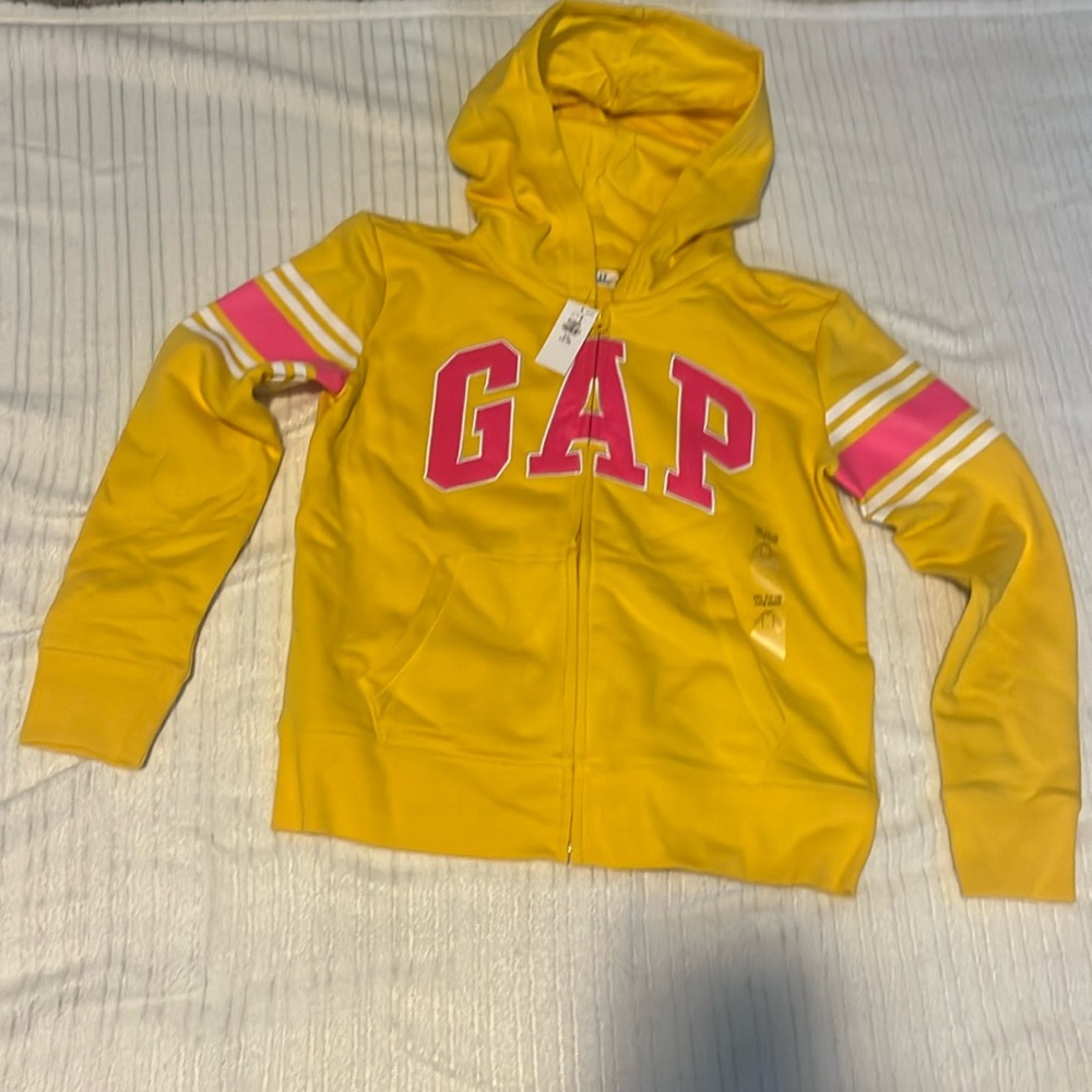 Kids Gap hooded zip up sweatshirt. Yellow size 14-16